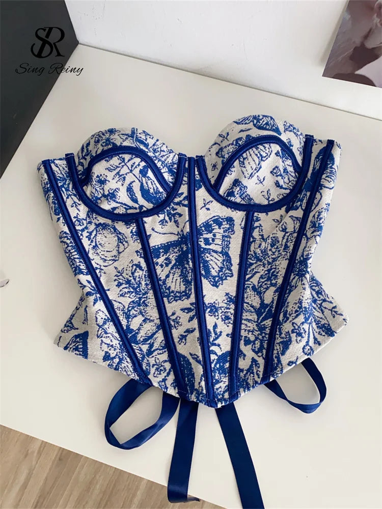 corsé sin tirantes con estampado