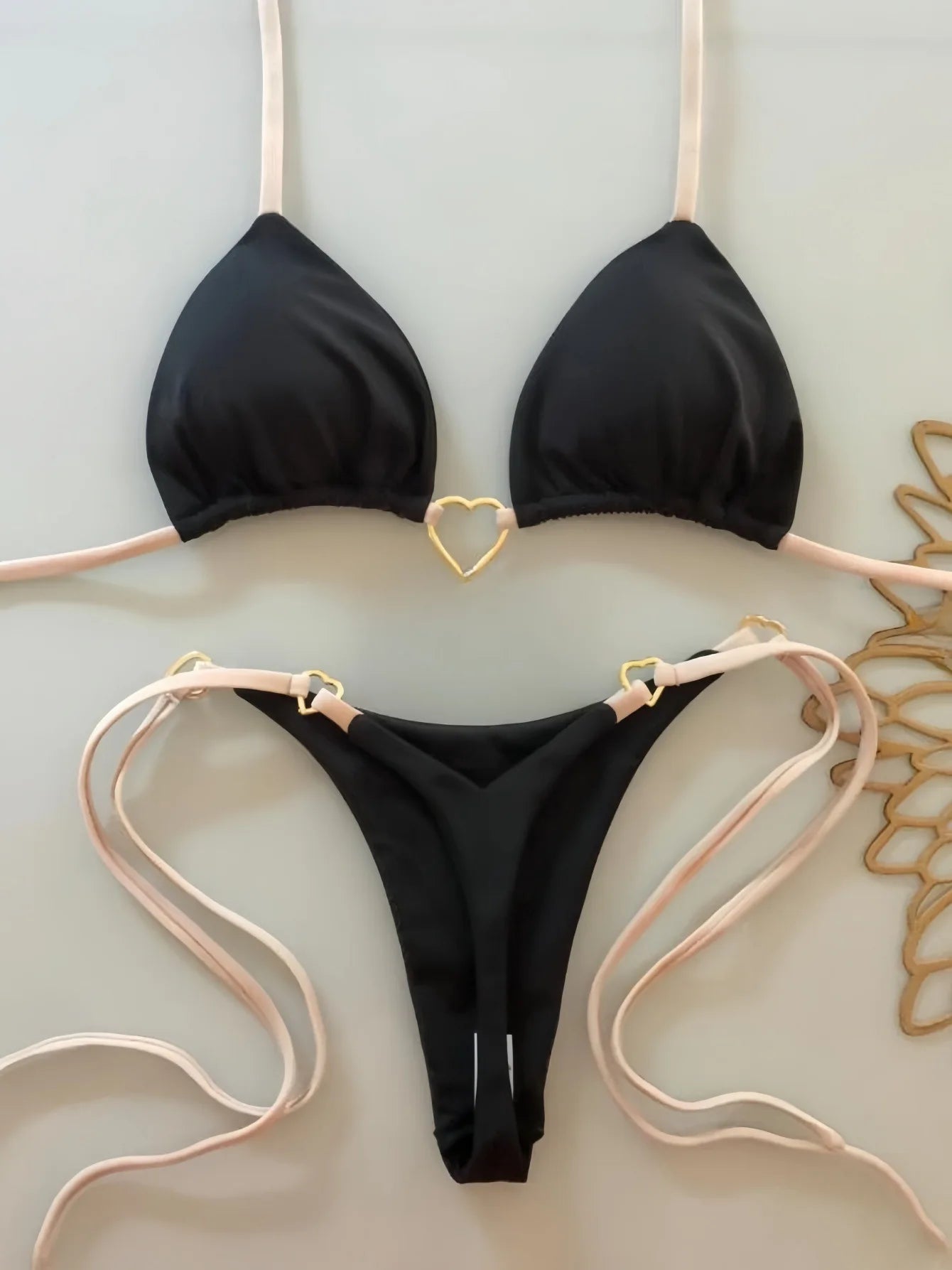 Conjunto de bikini de color liso