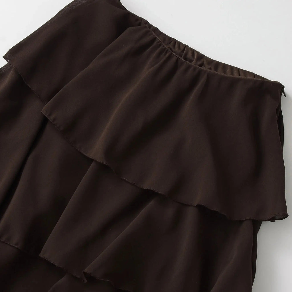 Falda larga marrón estilo vintage