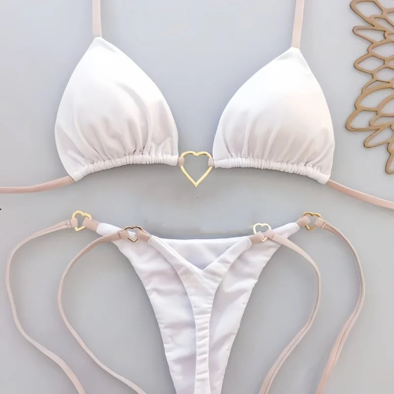 Conjunto de bikini de color liso