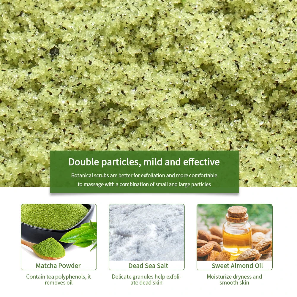Exfoliante corporal de té verde matcha y sal marina