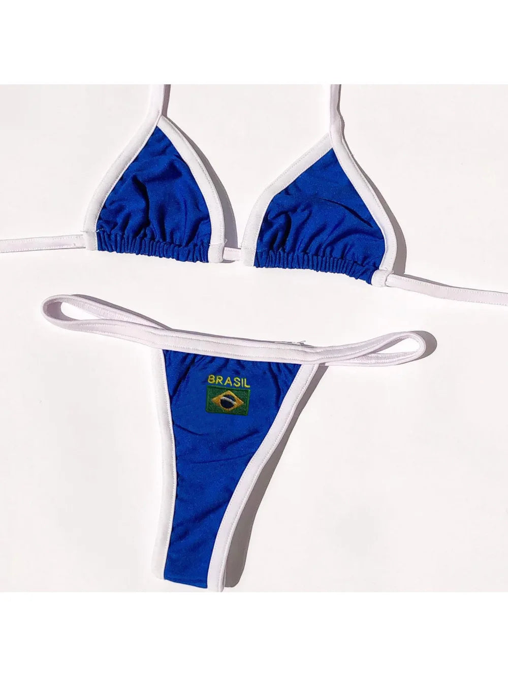 Conjunto de bikini estilo retro inspirado en la bandera de Brasil