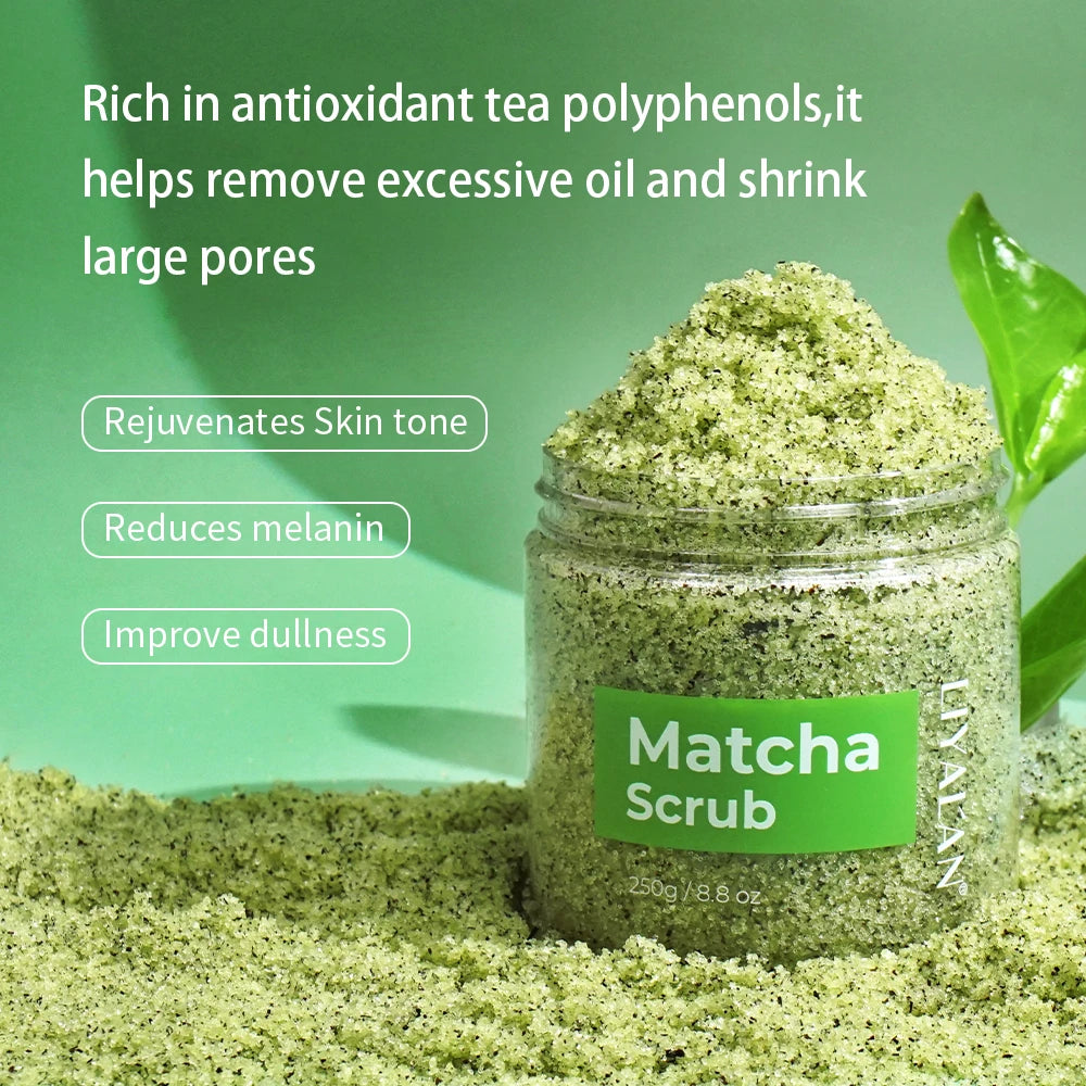 Exfoliante corporal de té verde matcha y sal marina