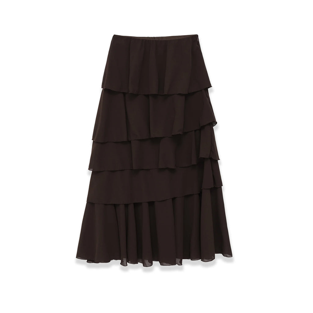 Falda larga marrón estilo vintage