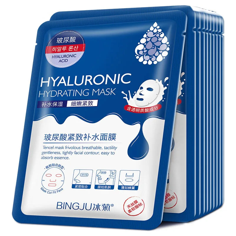 Pack de 20 mascarillas faciales de ácido hialurónico y colágeno