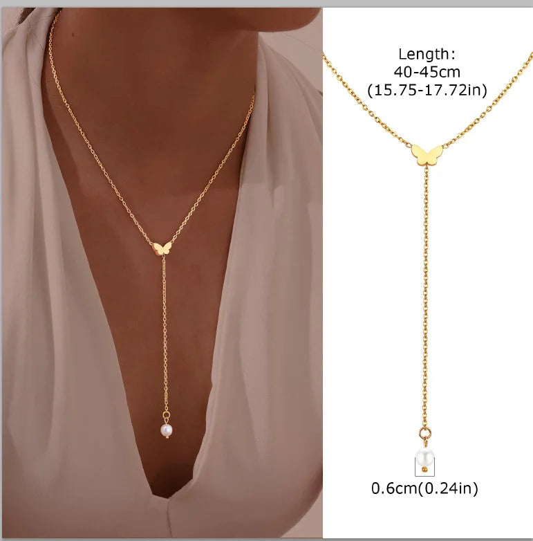Collar largo con forma de Y