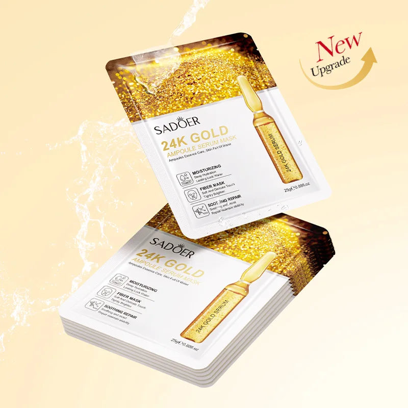 10 unidades de mascarillas faciales con oro de 24K