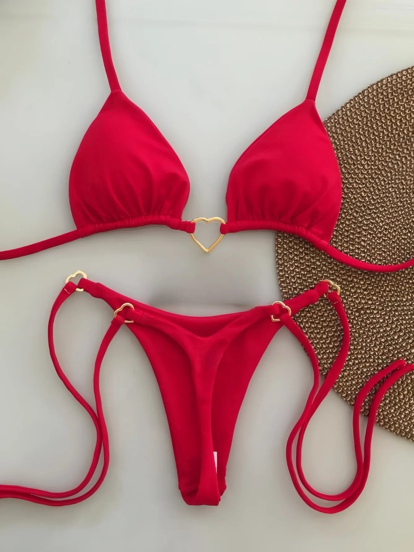 Conjunto de bikini de color liso