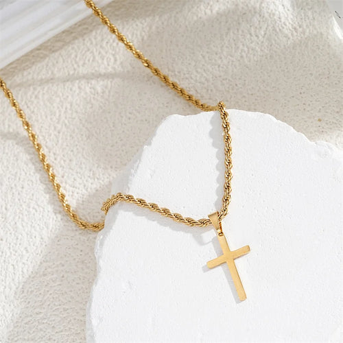 Collar con colgante de cruz unisex