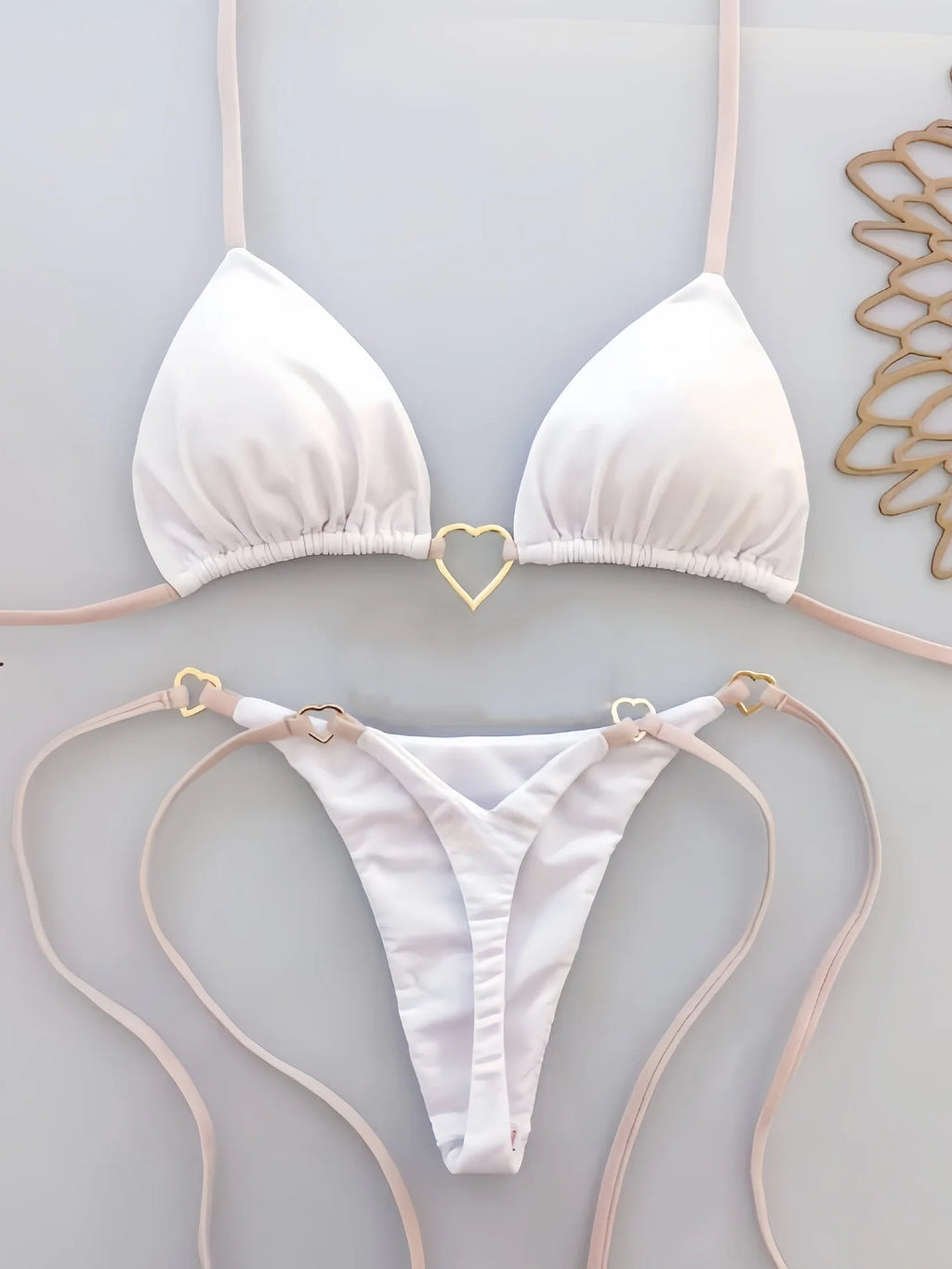Conjunto de bikini de color liso