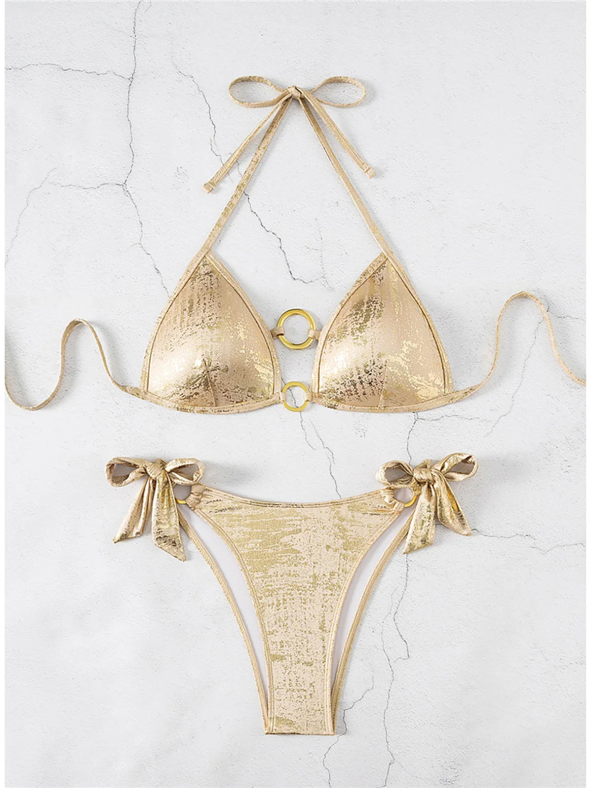 Bikini brillante dorado