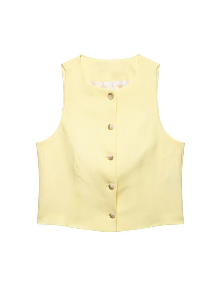 Conjunto de chaleco y bermudas de lino