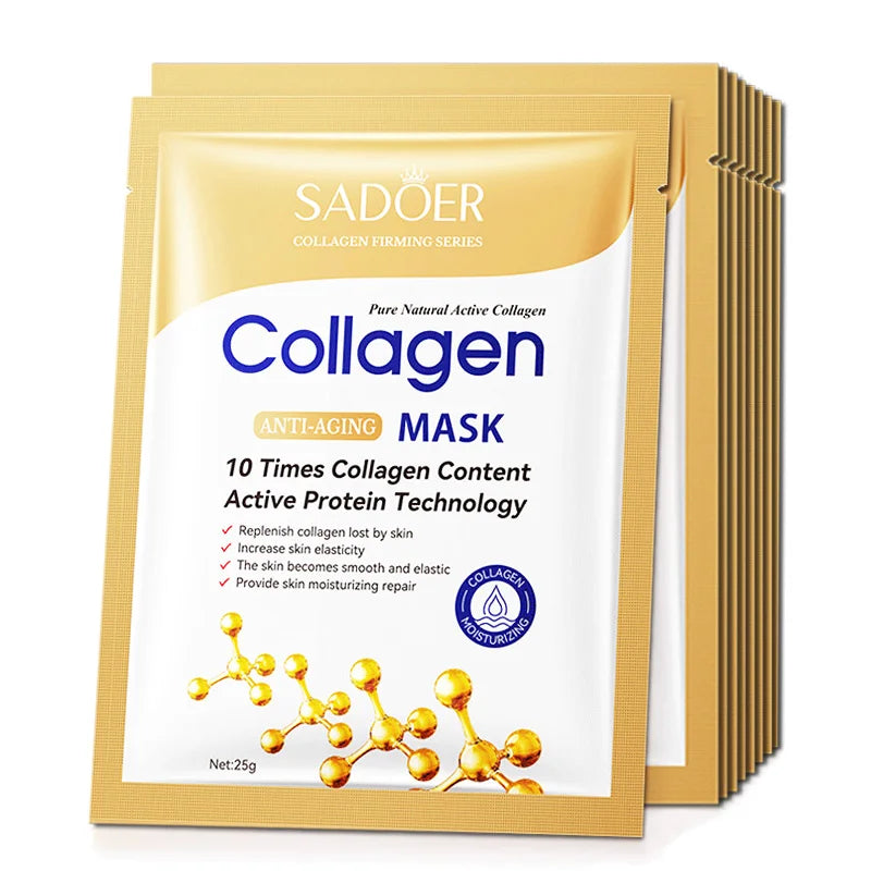 Pack de 20 mascarillas faciales de ácido hialurónico y colágeno