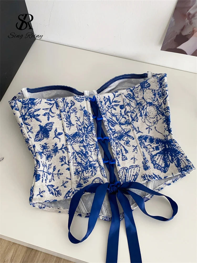 corsé sin tirantes con estampado